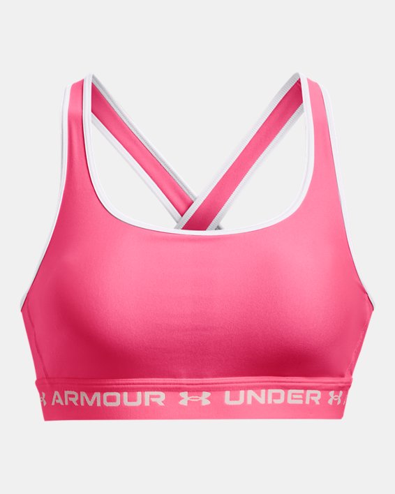 Women's Armour® Mid Crossback Sports Bra, Pink, pdpMainDesktop image number 9